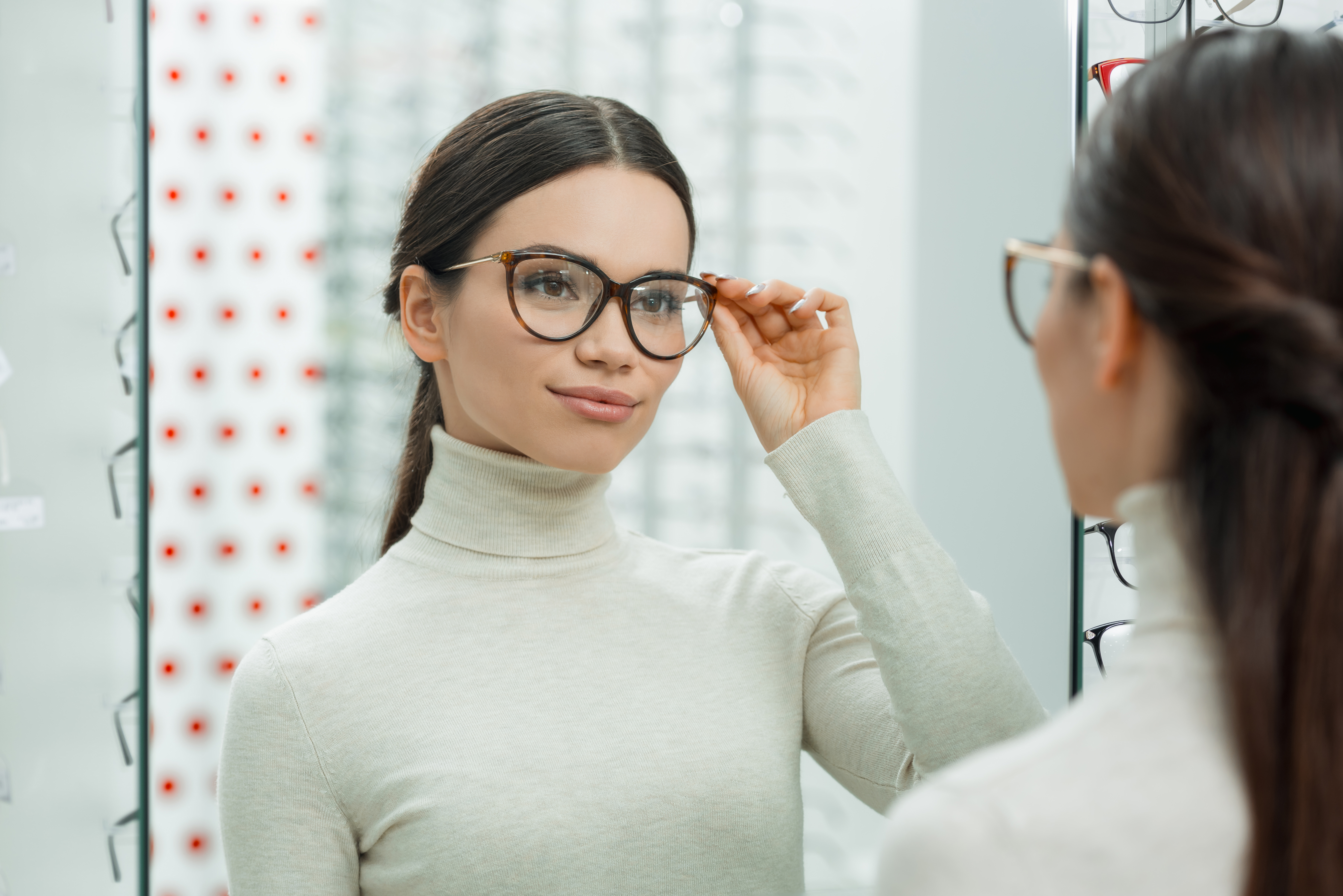 Optometrist examining a patient